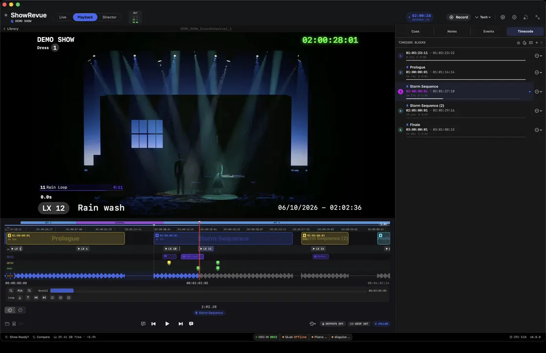 The playhead jumping to the Finale timecode section